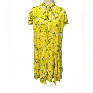 Alice + Olivia Moore lemon floral tie neck mini dress size 12